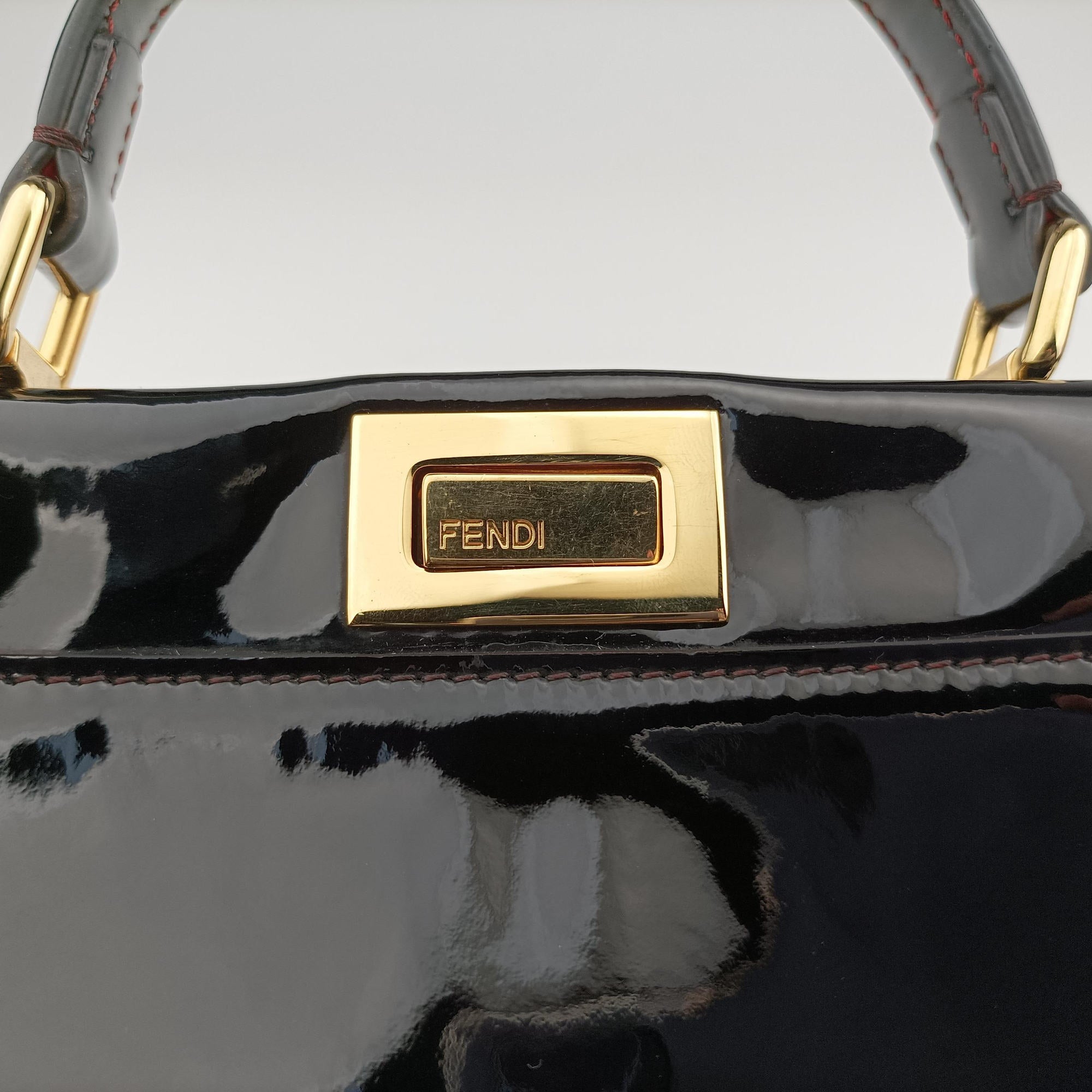 Pre-owned Fendi PEEKABOO Black Patent 8BN244 shoulderbag | stylenewstar