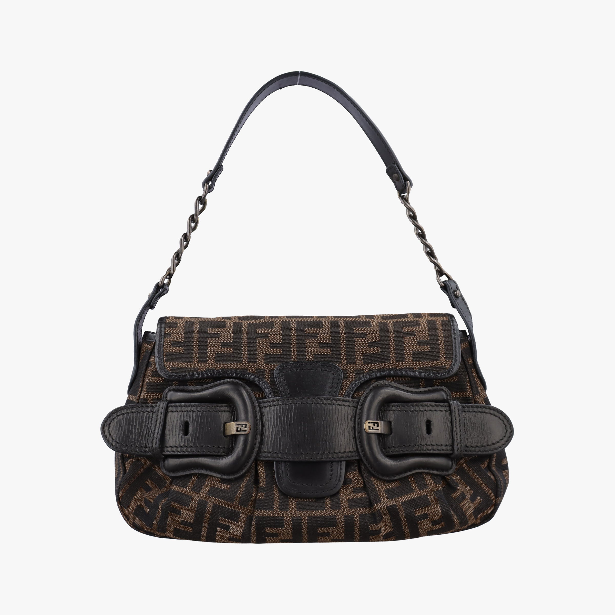Secondhand Fendi B bag zucca Brown canvas×leather 8BR551 shoulderbag | stylenewstar