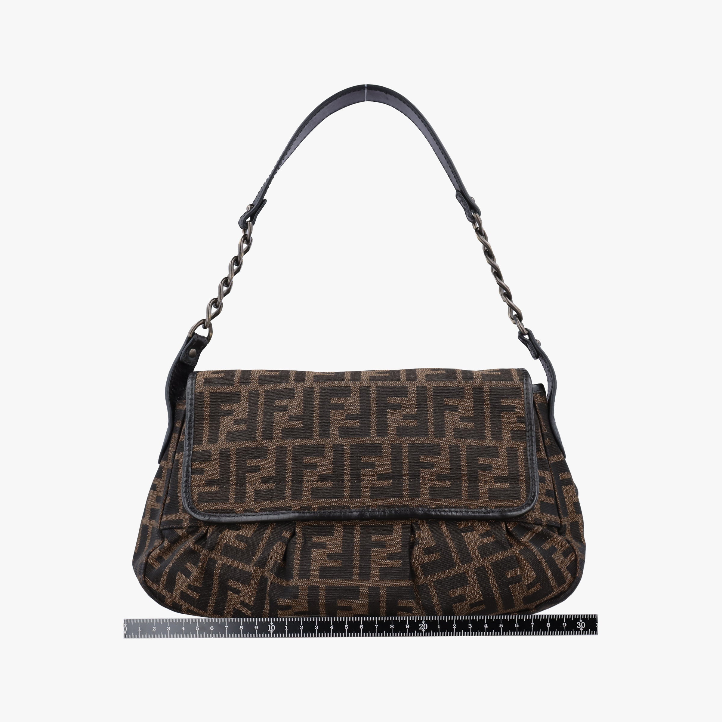 Secondhand Fendi B bag zucca Brown canvas×leather 8BR551 shoulderbag | stylenewstar