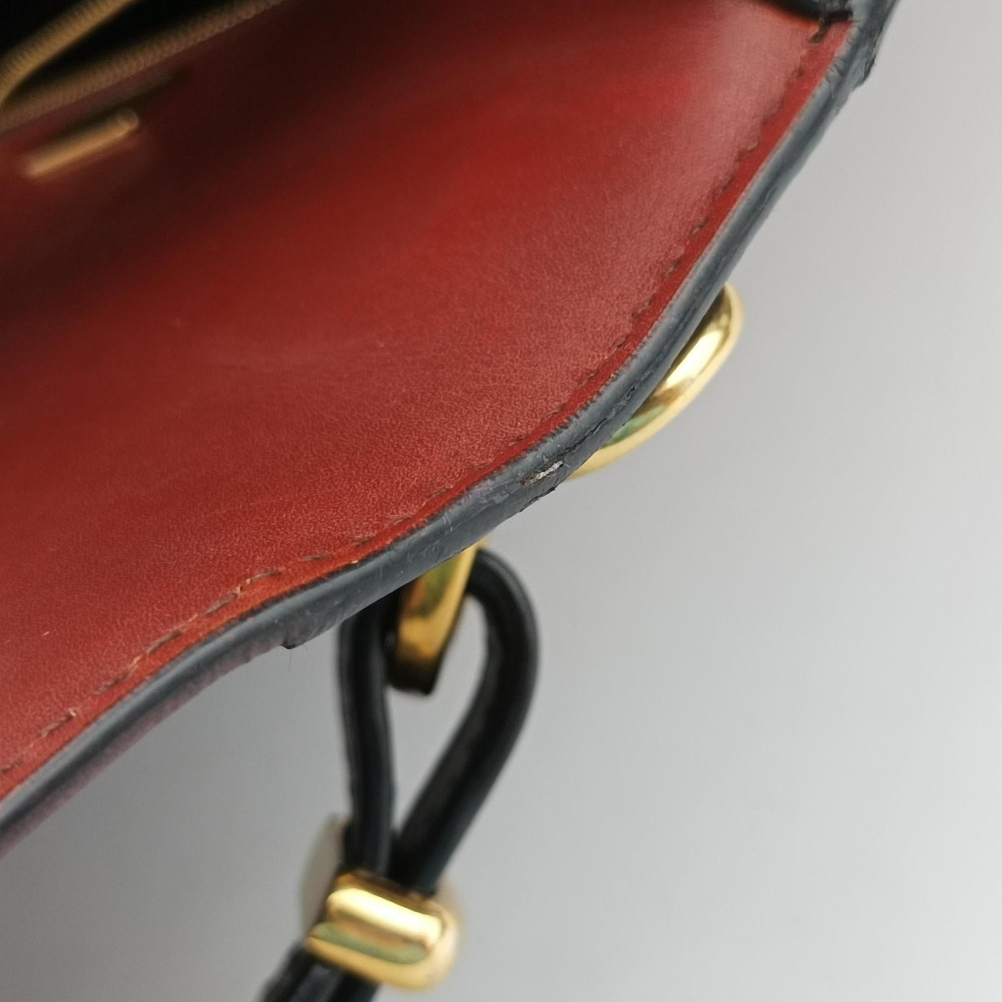 Secondhand Prada Animalier Cahier Lions Head Black×Red Leather 1BD089 shoulderbag | stylenewstar