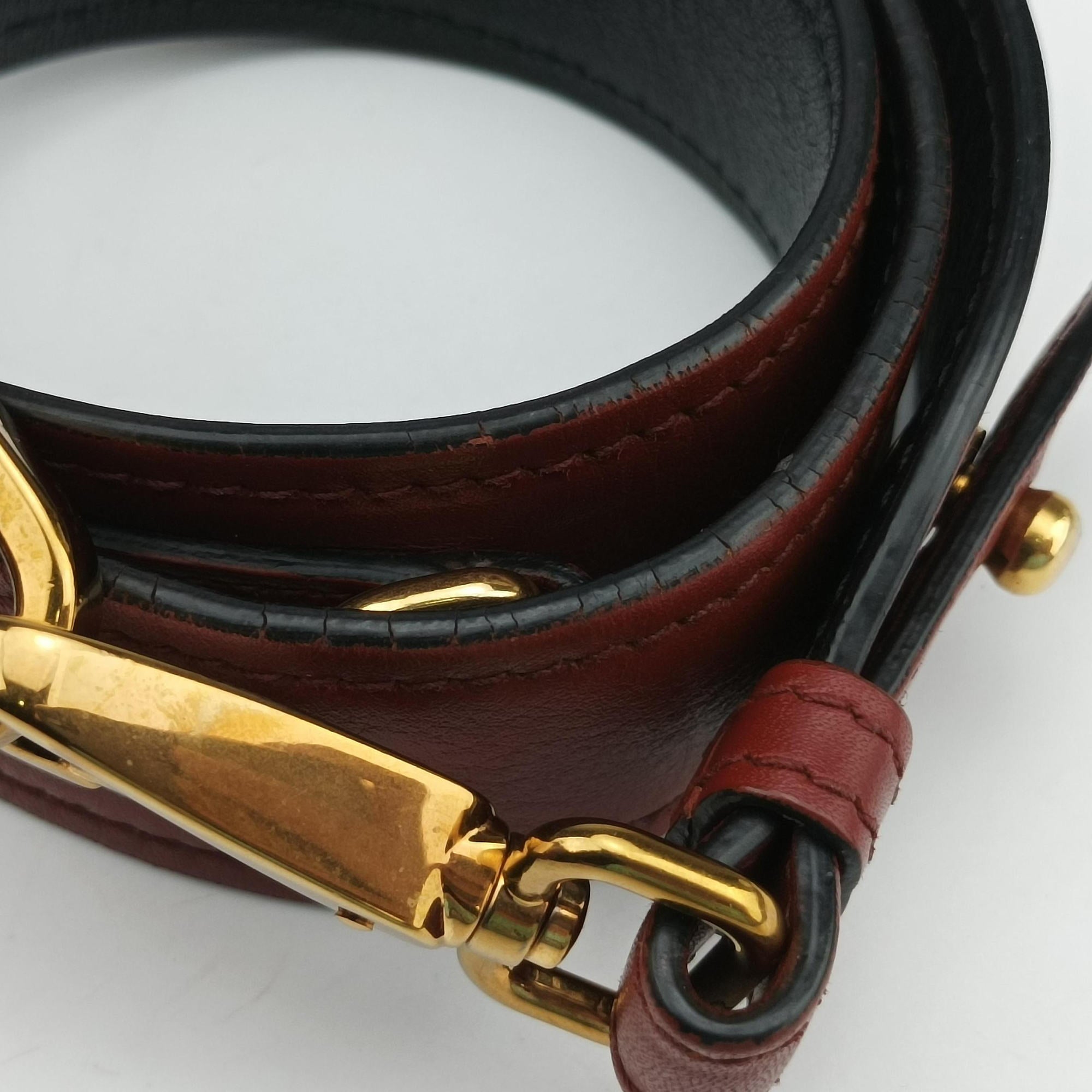 Secondhand Prada Animalier Cahier Lions Head Black×Red Leather 1BD089 shoulderbag | stylenewstar