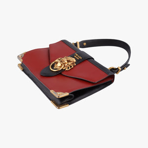 Secondhand Prada Animalier Cahier Lions Head Black×Red Leather 1BD089 shoulderbag | stylenewstar