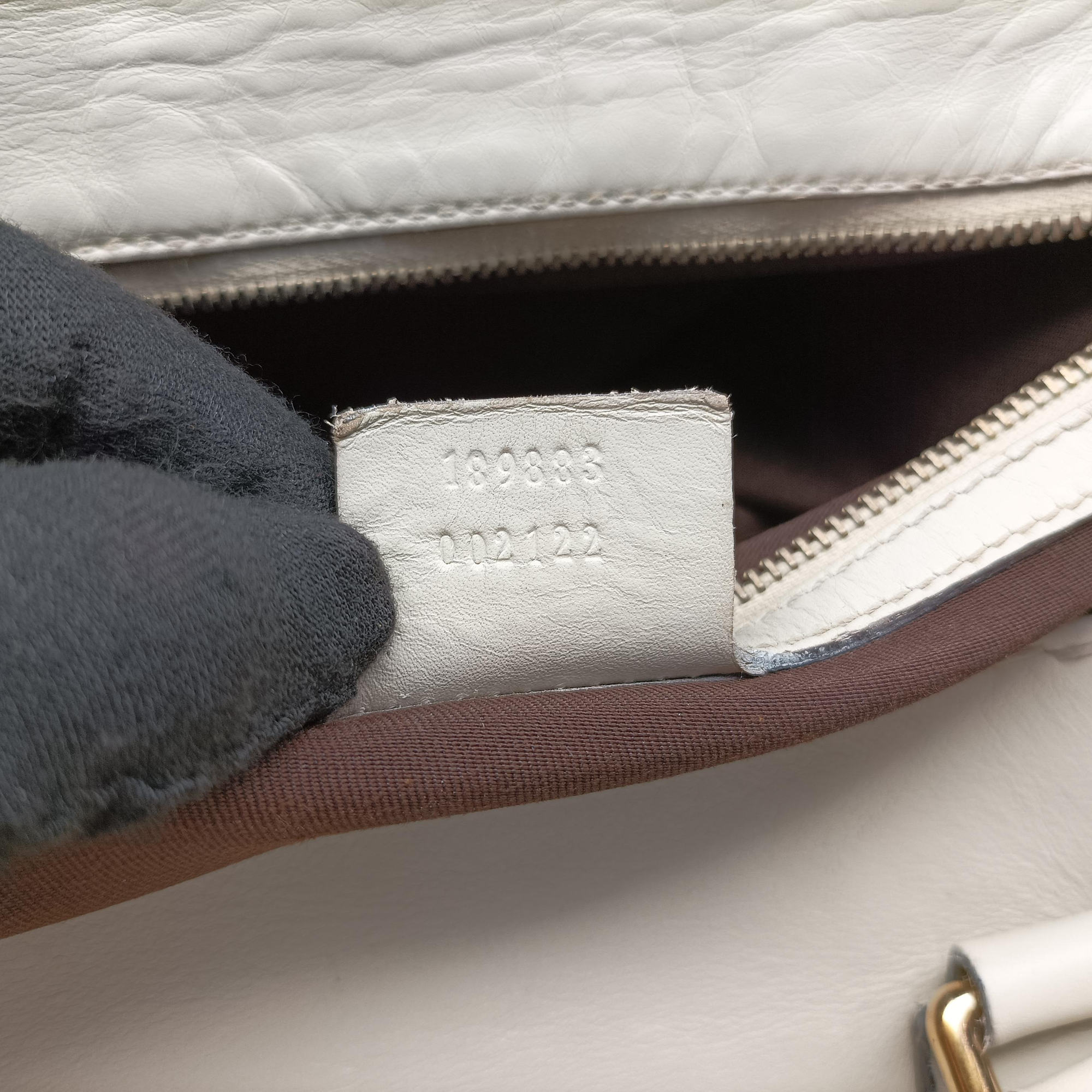Vintage Gucci Dialux Queen Large White × Brown Leather×canvas 189883 handbag | stylenewstar