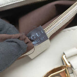 Vintage Gucci Dialux Queen Large White × Brown Leather×canvas 189883 handbag | stylenewstar