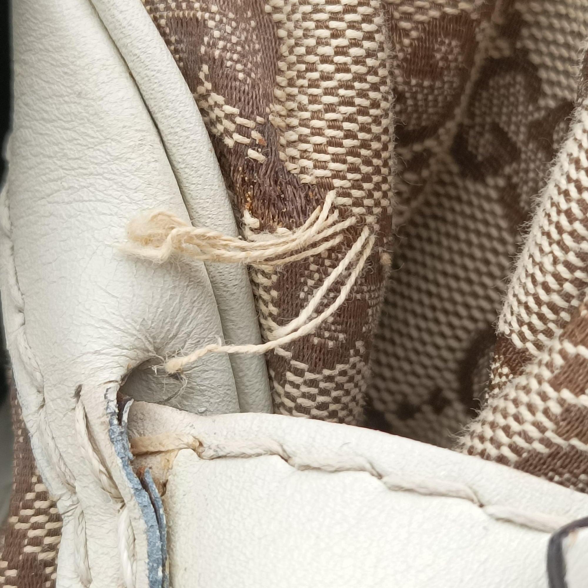 Vintage Gucci Dialux Queen Large White × Brown Leather×canvas 189883 handbag | stylenewstar