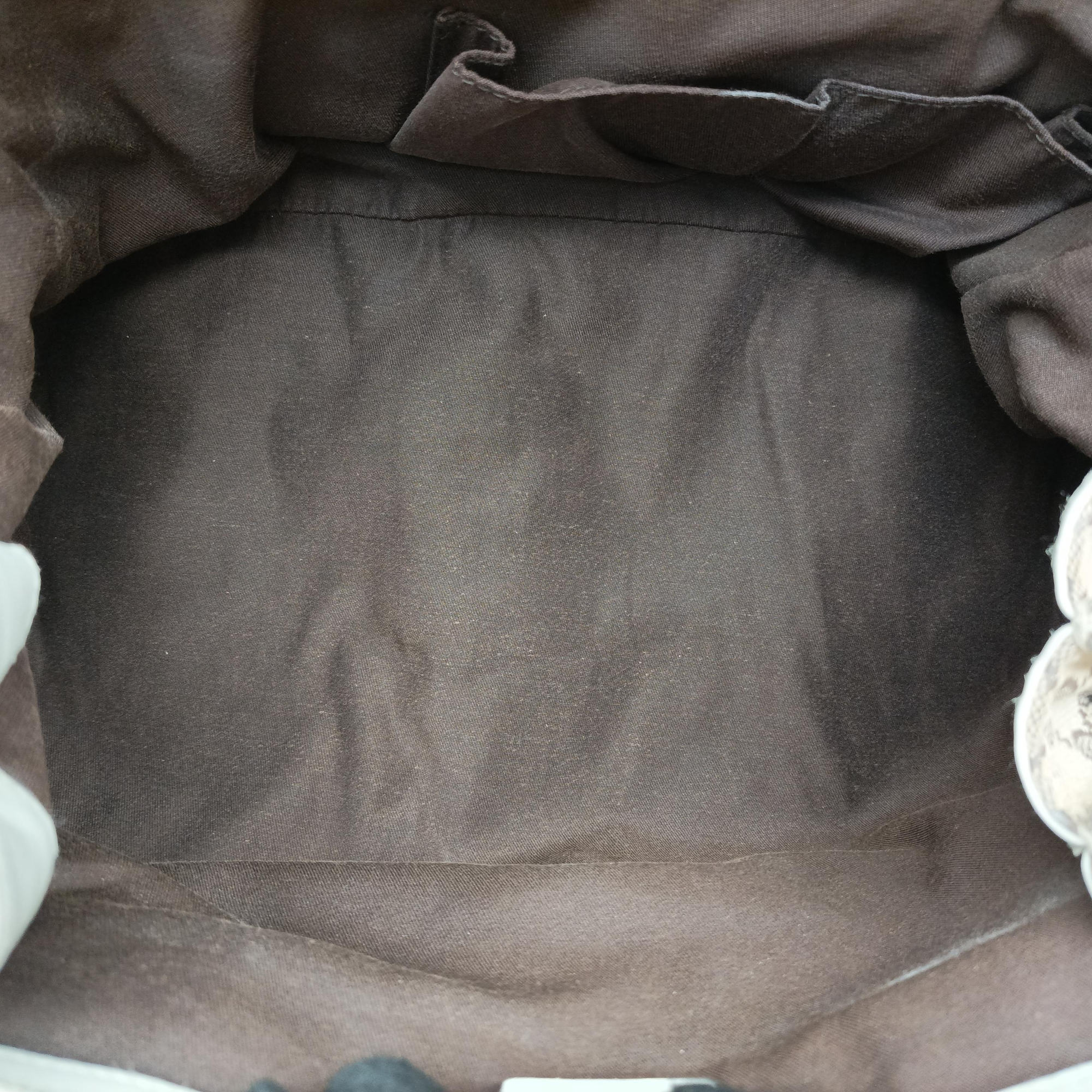 Vintage Gucci Dialux Queen Large White × Brown Leather×canvas 189883 handbag | stylenewstar
