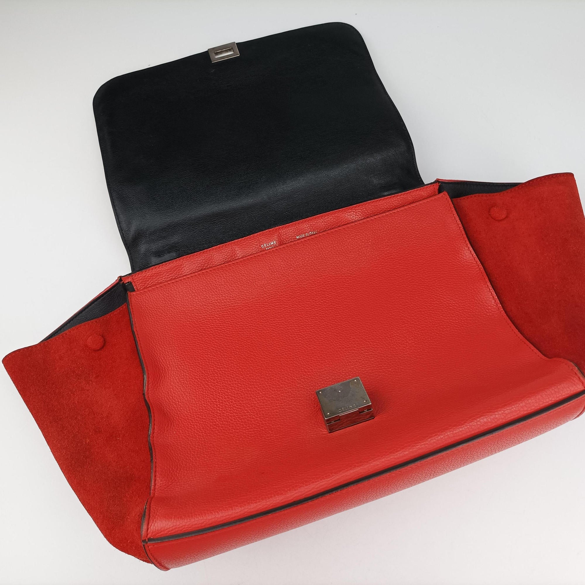 Secondhand Celine Trapeze Orange Suede×leather  shoulderbag | stylenewstar