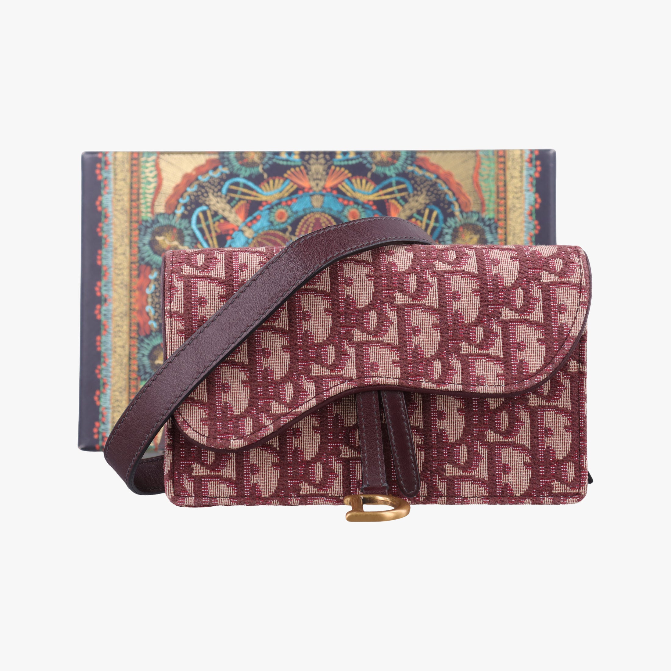 Pre-owned Christian Dior Saddle Red Jacquard  bum bag/waist bag | stylenewstar