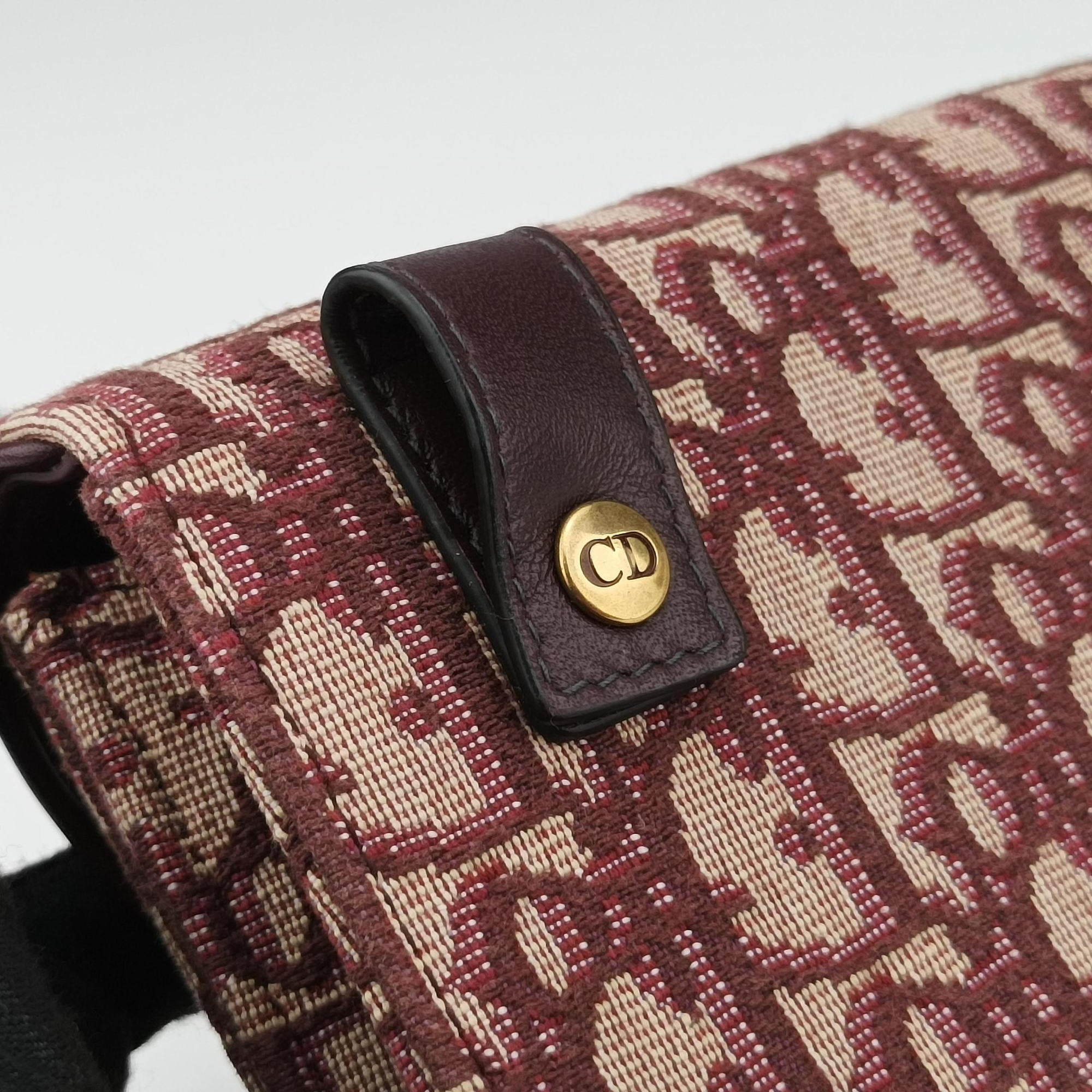 Pre-owned Christian Dior Saddle Red Jacquard  bum bag/waist bag | stylenewstar