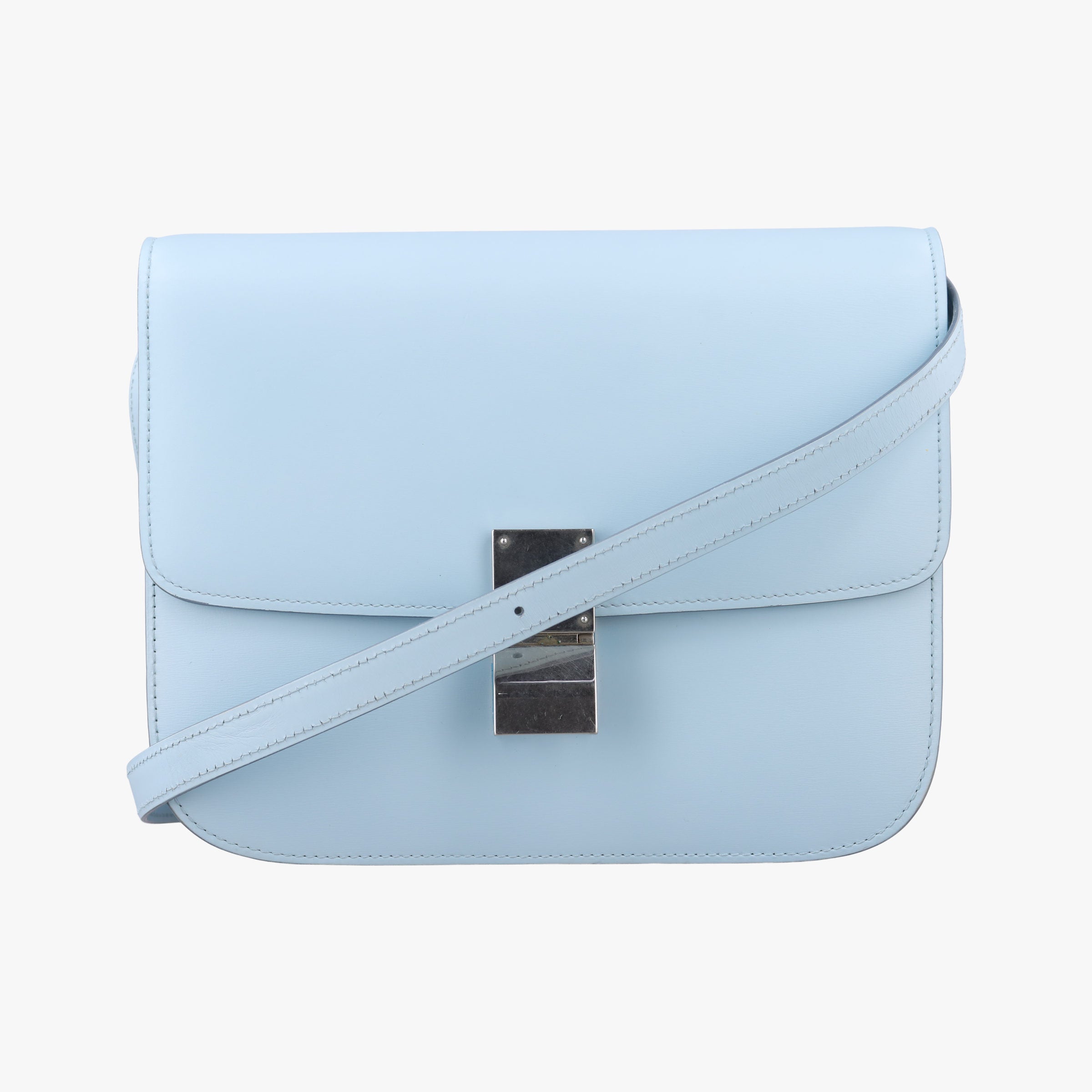 Pre-owned Celine Classic Box Blue Leather  shoulderbag | stylenewstar