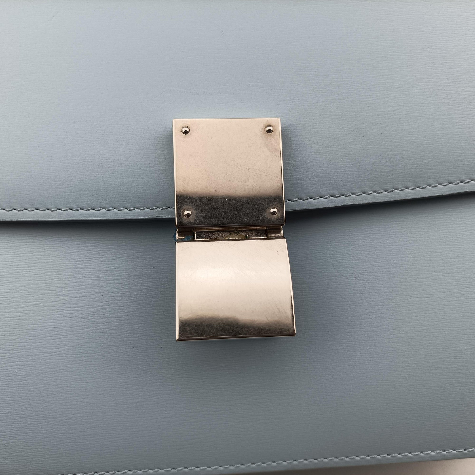 Pre-owned Celine Classic Box Blue Leather  shoulderbag | stylenewstar