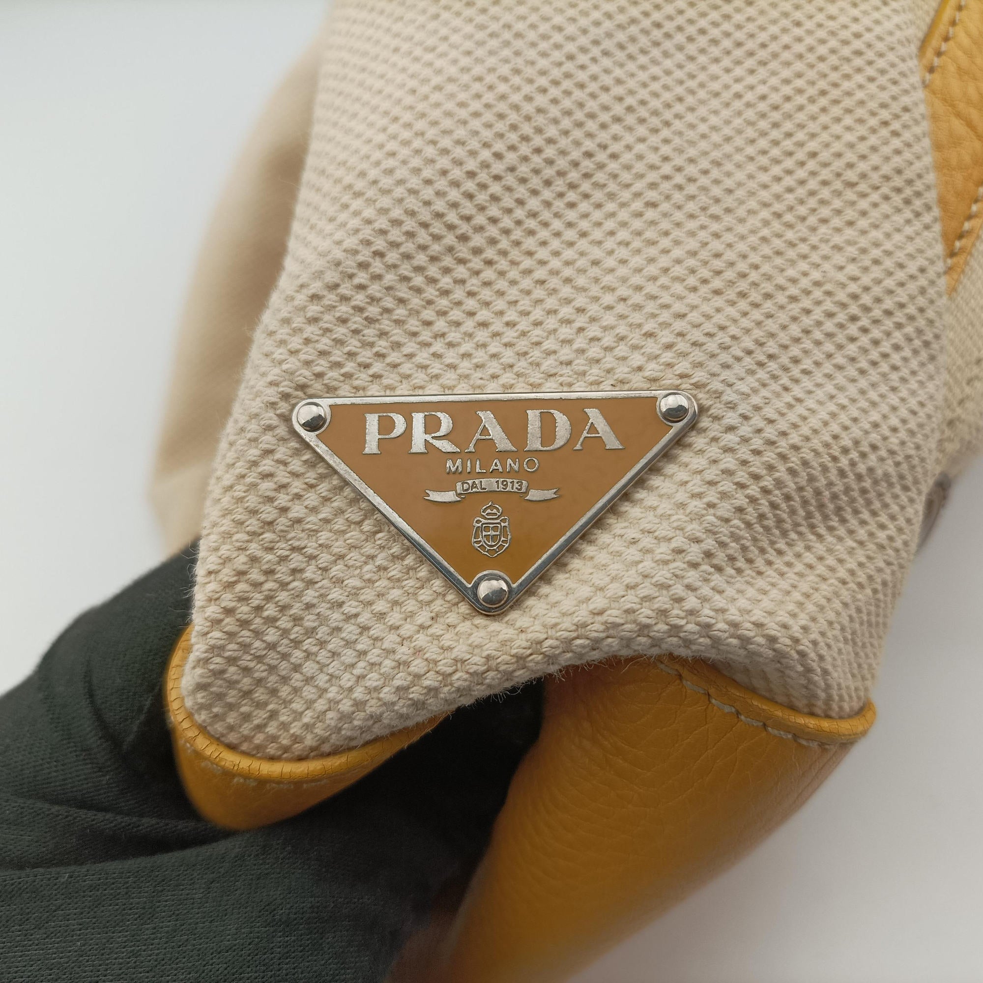Vintage Prada Tote bag Beige x Yellowe x multi Canvas x Leather  handbag | stylenewstar