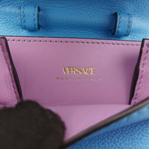 Pre-owned VERSACE Medusa phone bag Blue Leather  shoulderbag | stylenewstar