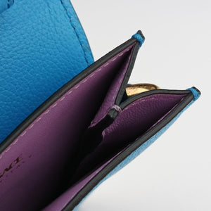 Pre-owned VERSACE Medusa phone bag Blue Leather  shoulderbag | stylenewstar