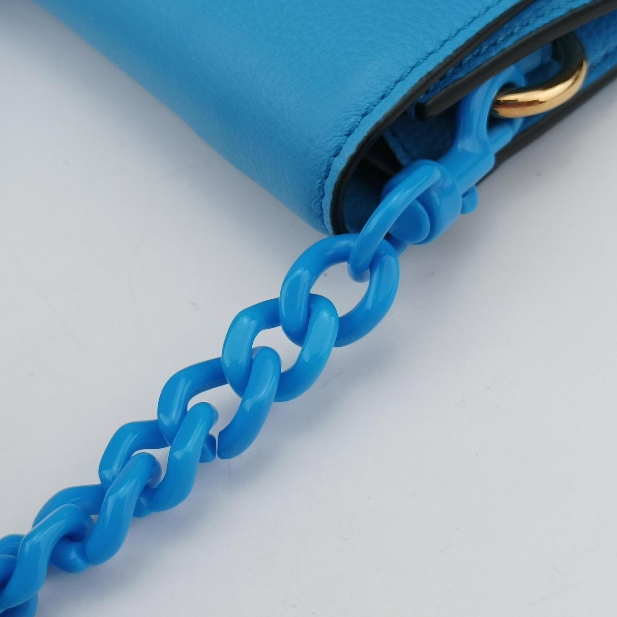 Pre-owned VERSACE Medusa phone bag Blue Leather  shoulderbag | stylenewstar