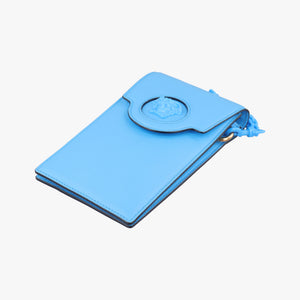 Pre-owned VERSACE Medusa phone bag Blue Leather  shoulderbag | stylenewstar