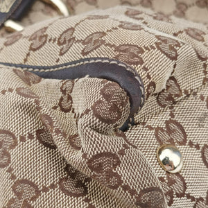 Pre-owned Gucci Abbey D-ring Hobo Beige x Brown Canvas x Leather 190525 handbag | stylenewstar