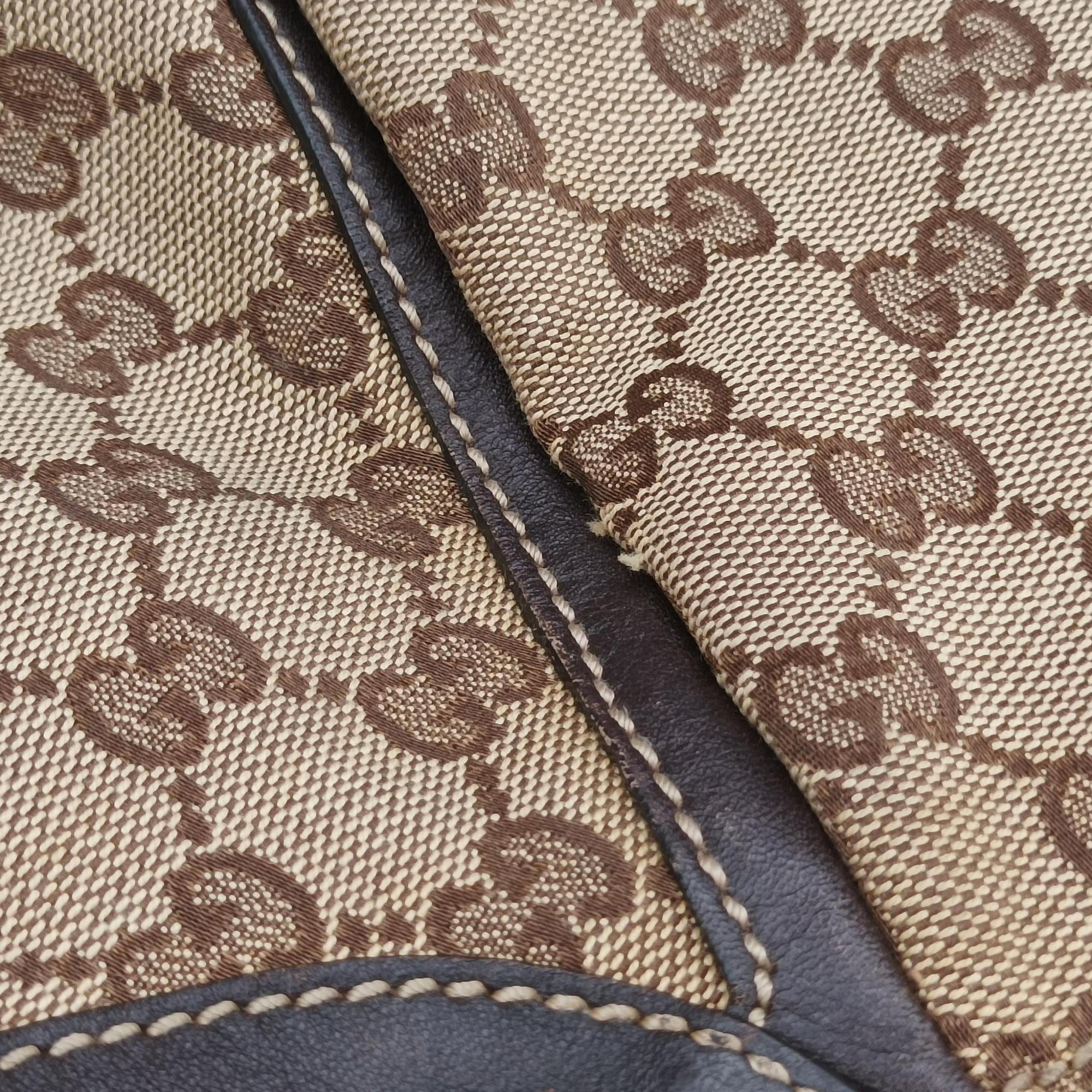 Pre-owned Gucci Abbey D-ring Hobo Beige x Brown Canvas x Leather 190525 handbag | stylenewstar