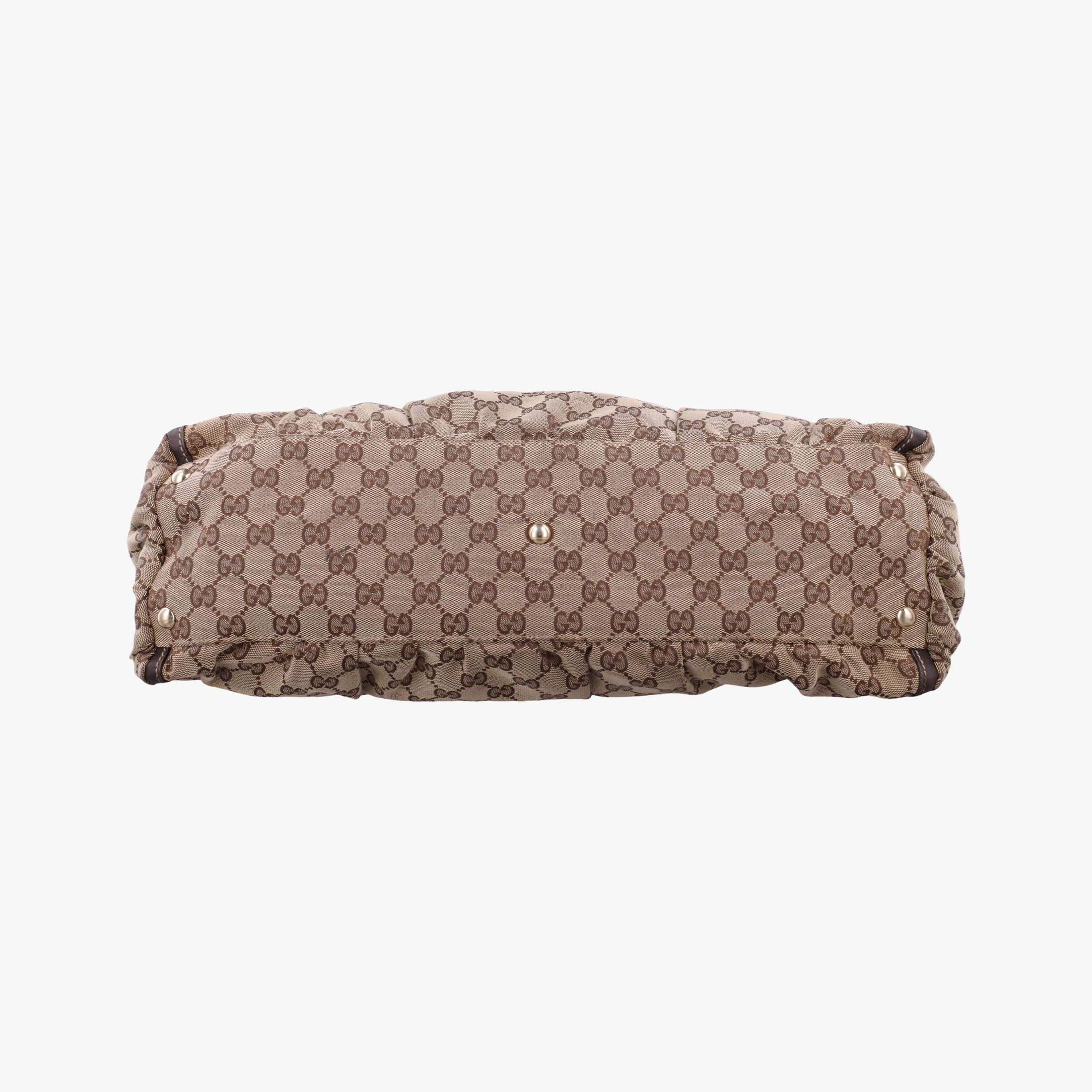 Pre-owned Gucci Abbey D-ring Hobo Beige x Brown Canvas x Leather 190525 handbag | stylenewstar