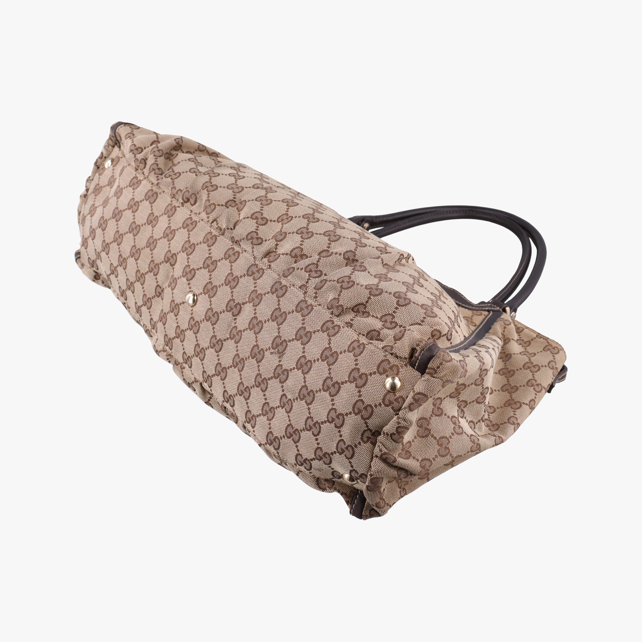 Pre-owned Gucci Abbey D-ring Hobo Beige x Brown Canvas x Leather 190525 handbag | stylenewstar