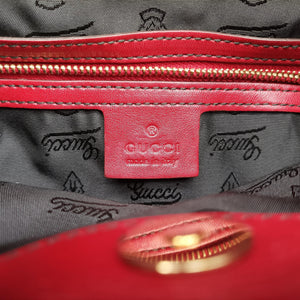 Pre-owned Gucci Queen Red Leather × Coated Canvas 189885 shoulderbag | stylenewstar