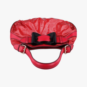 Pre-owned Gucci Queen Red Leather × Coated Canvas 189885 shoulderbag | stylenewstar