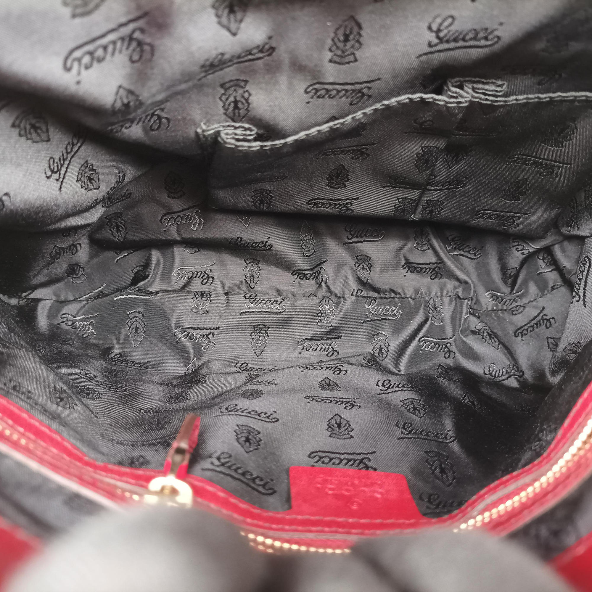Pre-owned Gucci Queen Red Leather × Coated Canvas 189885 shoulderbag | stylenewstar