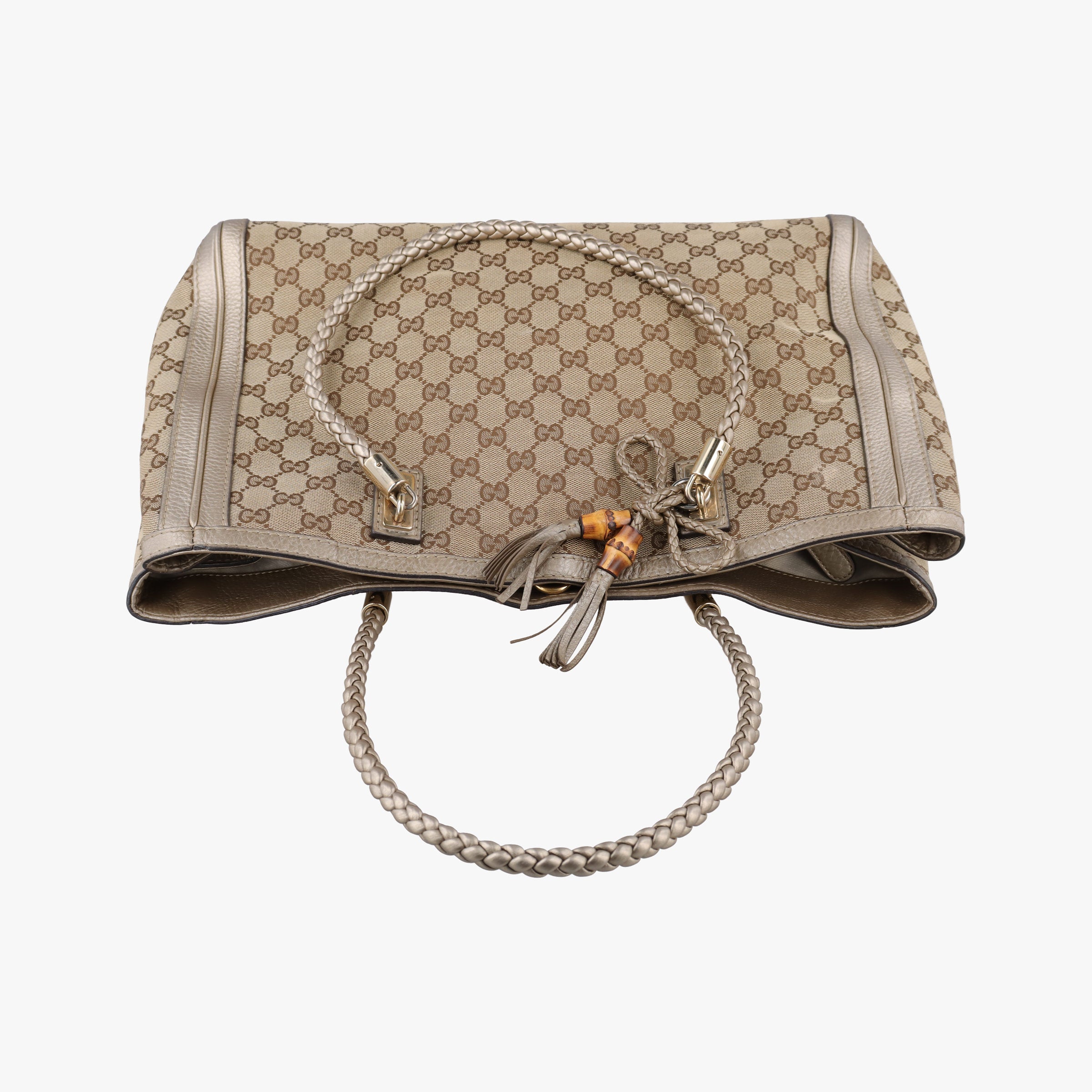 Vintage Gucci Bella Bamboo Tassel fringe khaki canvas×leather 269945 handbag | stylenewstar