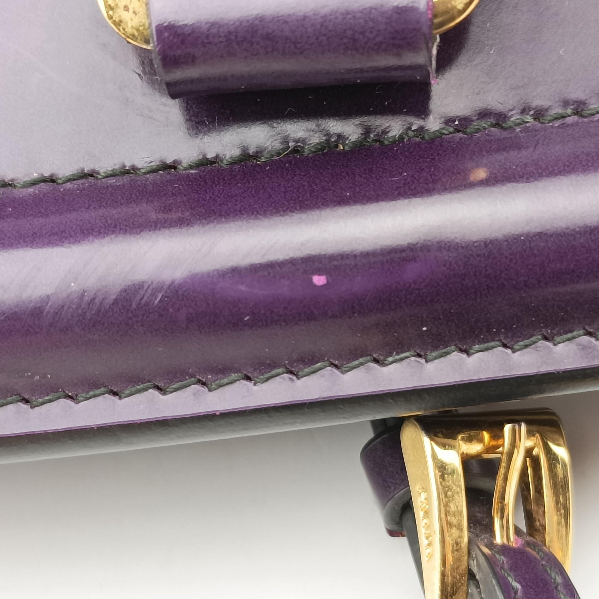 Pre-owned Prada Parabole Tote Purple patent  handbag | stylenewstar