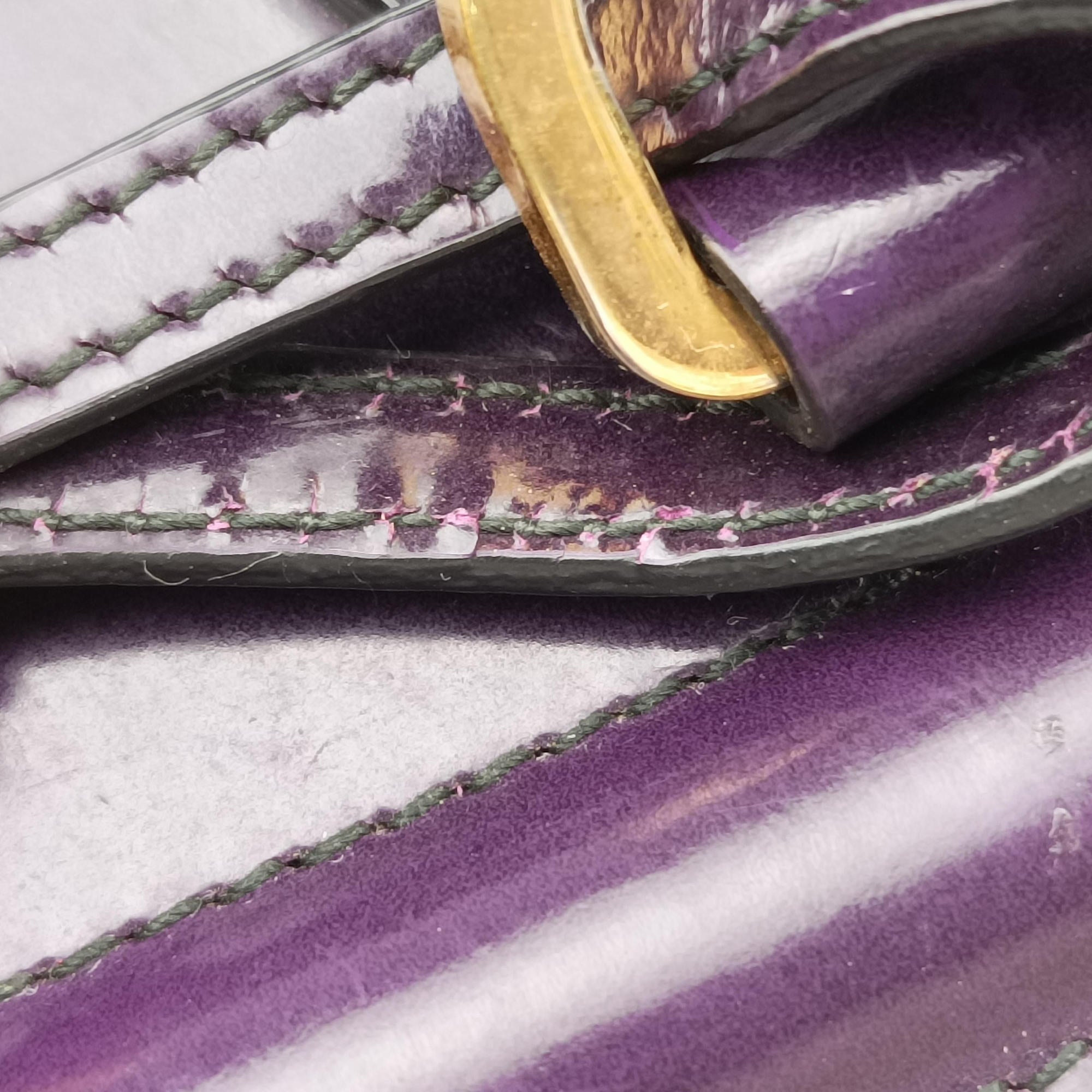 Pre-owned Prada Parabole Tote Purple patent  handbag | stylenewstar