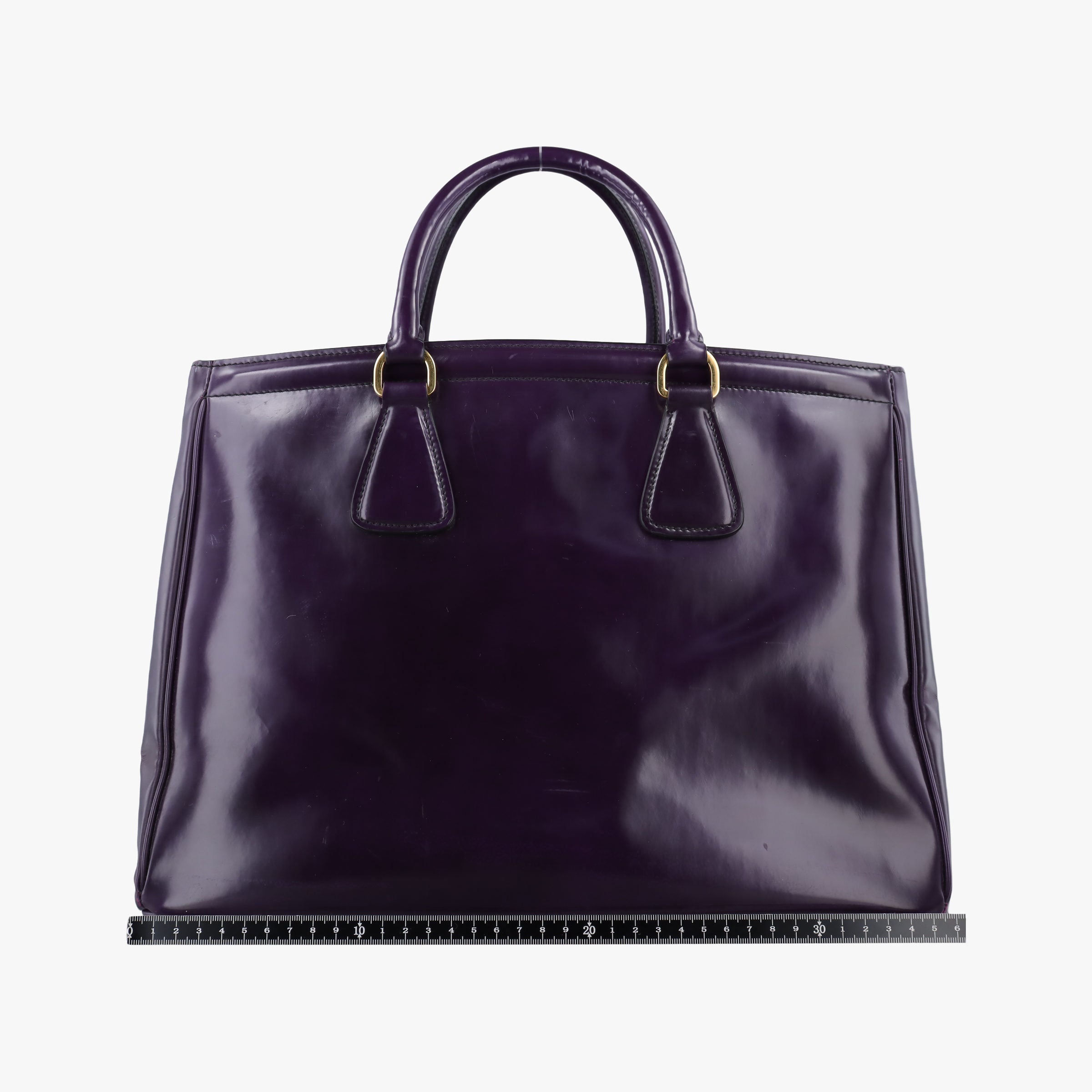 Pre-owned Prada Parabole Tote Purple patent  handbag | stylenewstar