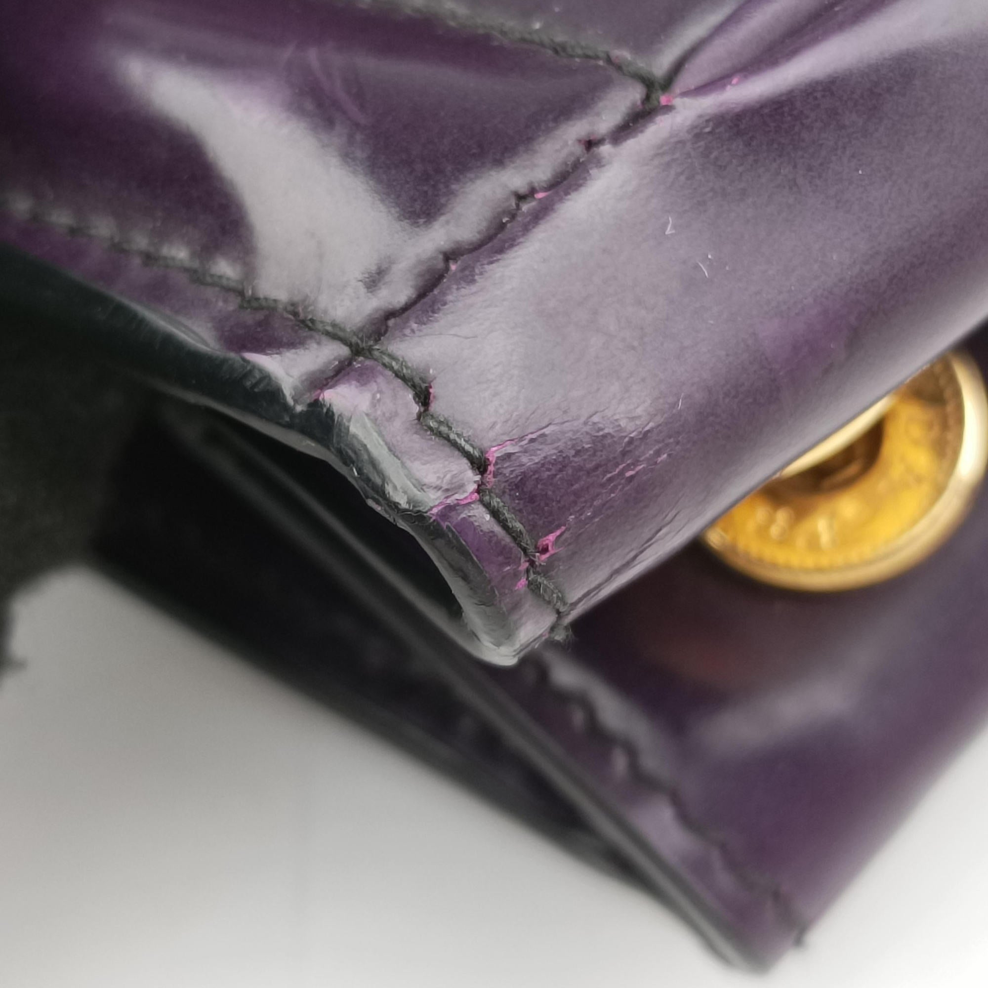 Pre-owned Prada Parabole Tote Purple patent  handbag | stylenewstar