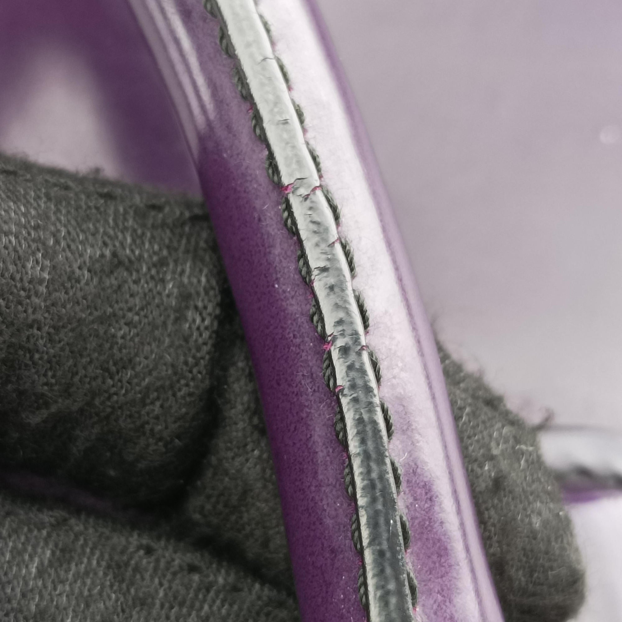 Pre-owned Prada Parabole Tote Purple patent  handbag | stylenewstar