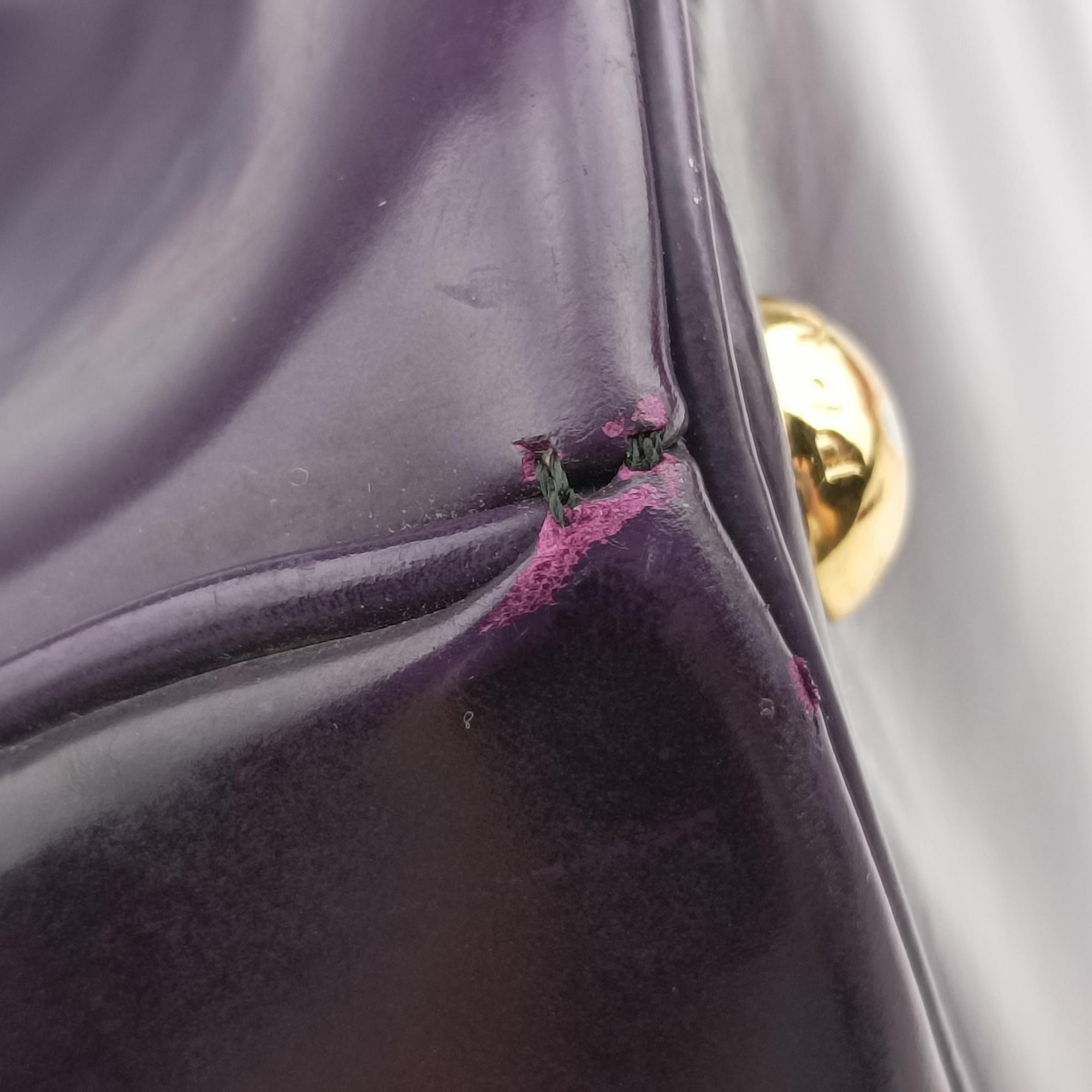 Pre-owned Prada Parabole Tote Purple patent  handbag | stylenewstar
