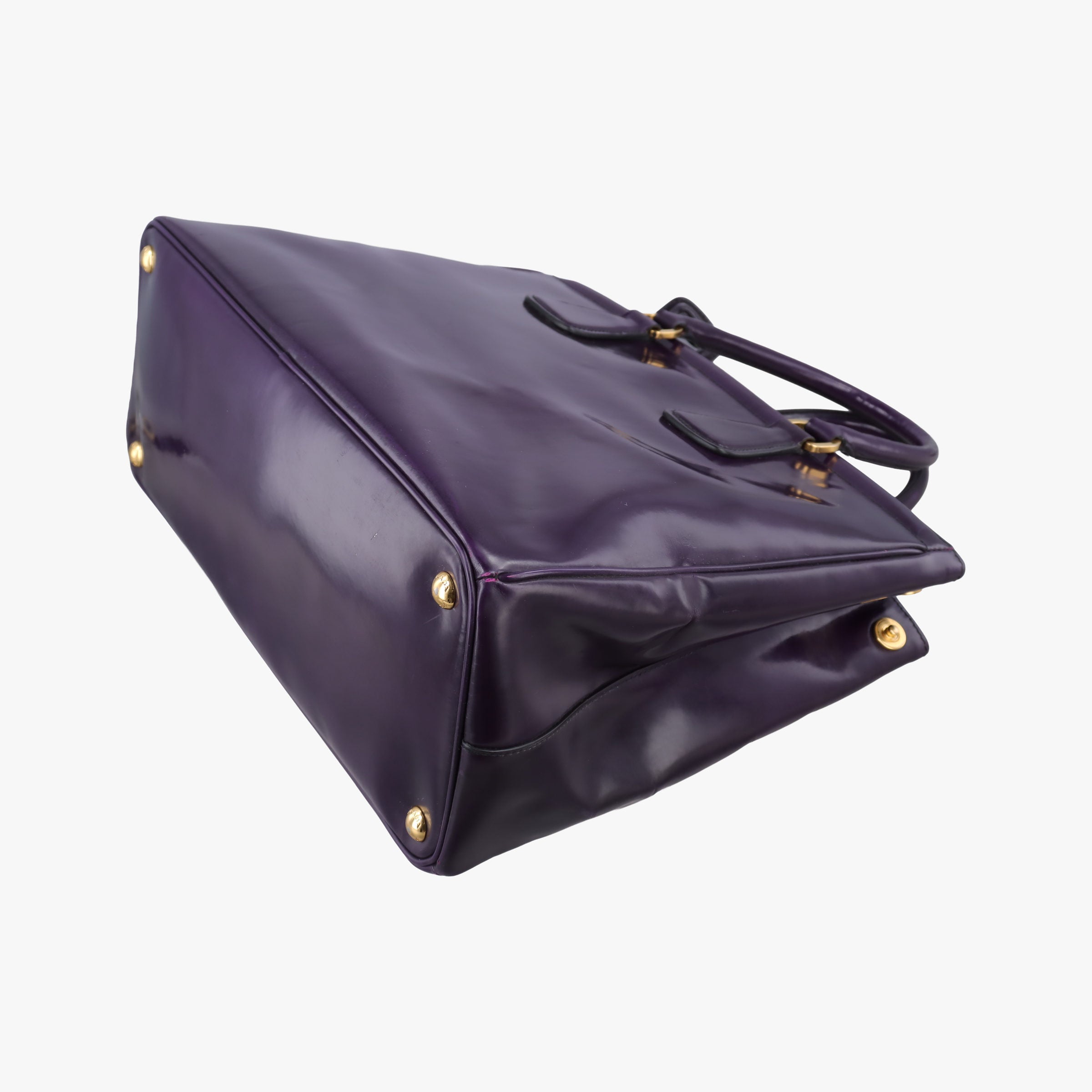 Pre-owned Prada Parabole Tote Purple patent  handbag | stylenewstar