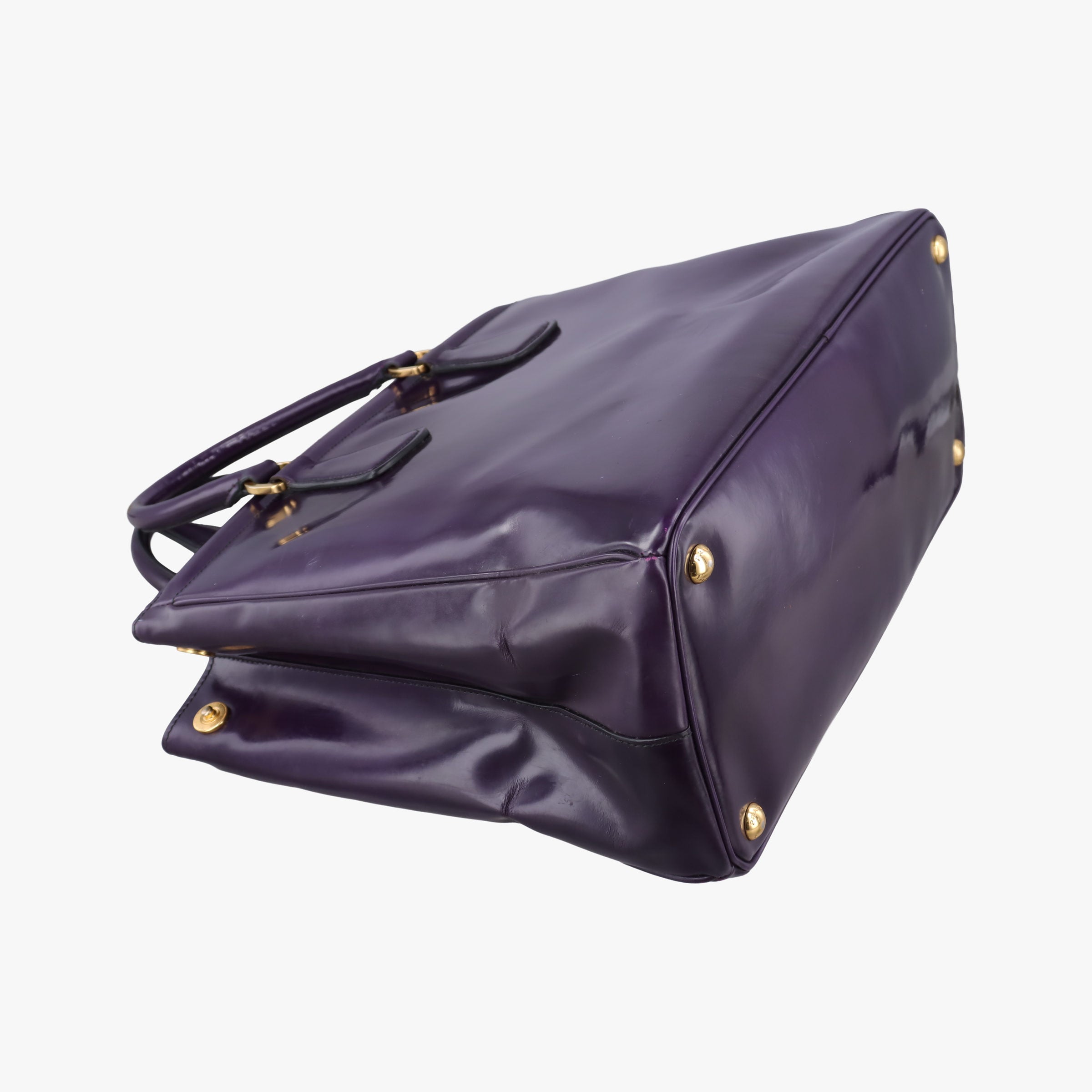Pre-owned Prada Parabole Tote Purple patent  handbag | stylenewstar