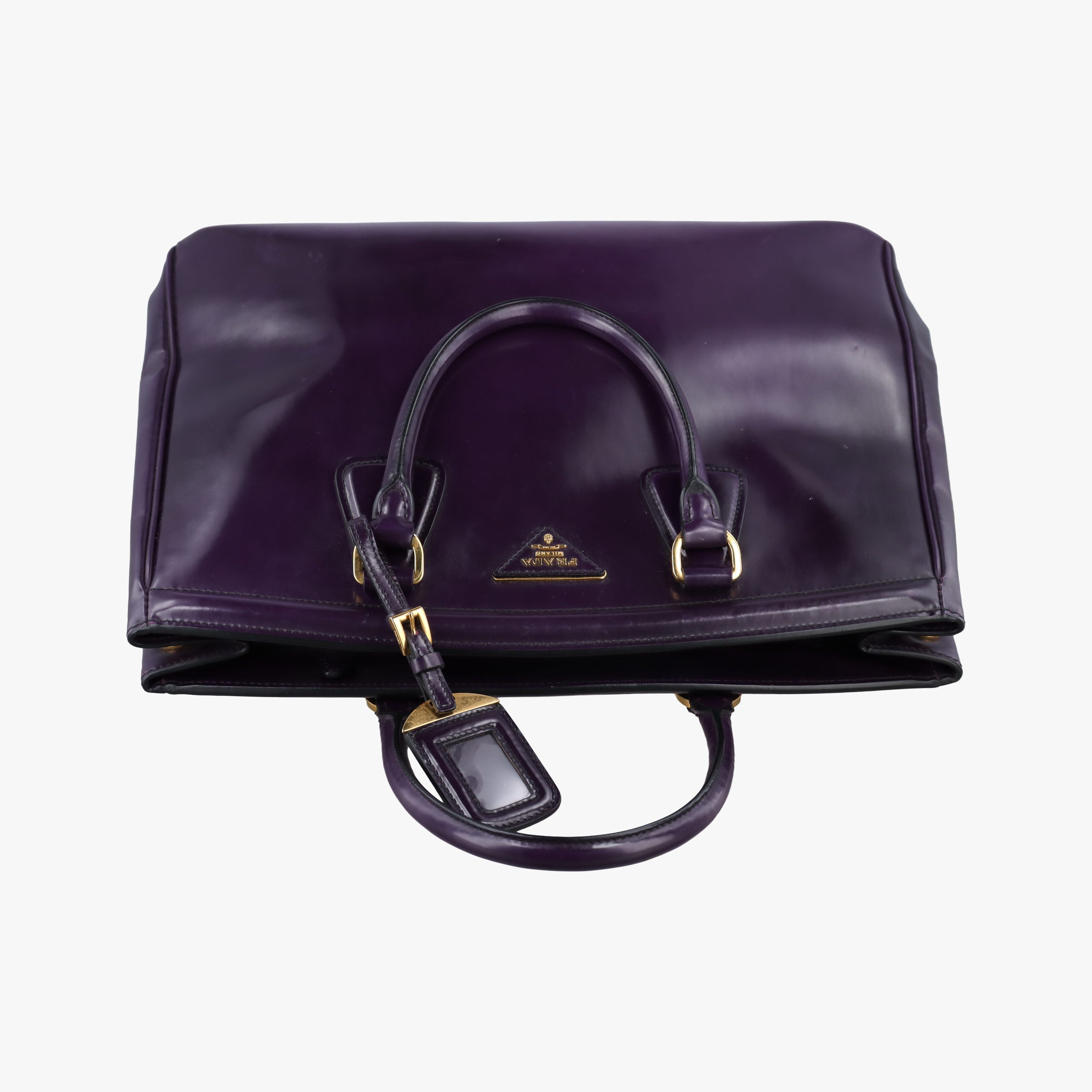 Pre-owned Prada Parabole Tote Purple patent  handbag | stylenewstar