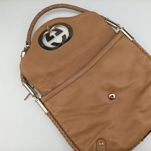 Pre-owned Gucci Dialux Britt Hobo Beige leather 167732 shoulderbag | stylenewstar