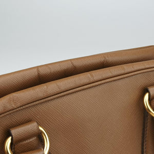 Pre-owned Prada Convertible Top Handle Brown SAFFIANO Leather BL0757 handbag | stylenewstar