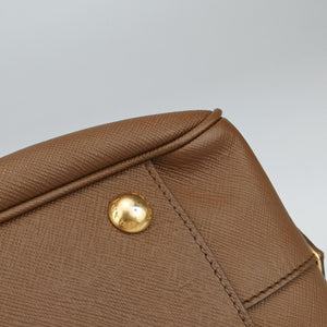 Pre-owned Prada Convertible Top Handle Brown SAFFIANO Leather BL0757 handbag | stylenewstar