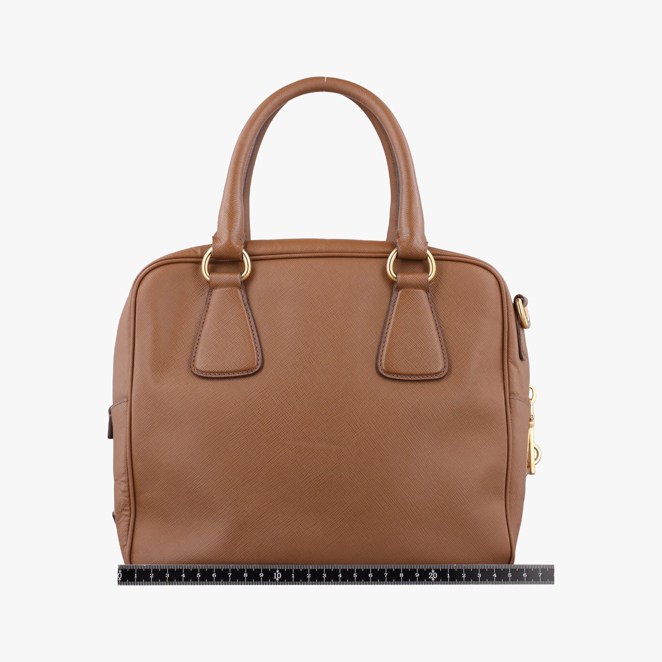 Pre-owned Prada Convertible Top Handle Brown SAFFIANO Leather BL0757 handbag | stylenewstar