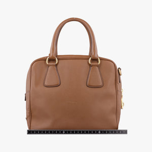 Pre-owned Prada Convertible Top Handle Brown SAFFIANO Leather BL0757 handbag | stylenewstar