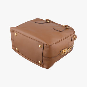 Pre-owned Prada Convertible Top Handle Brown SAFFIANO Leather BL0757 handbag | stylenewstar