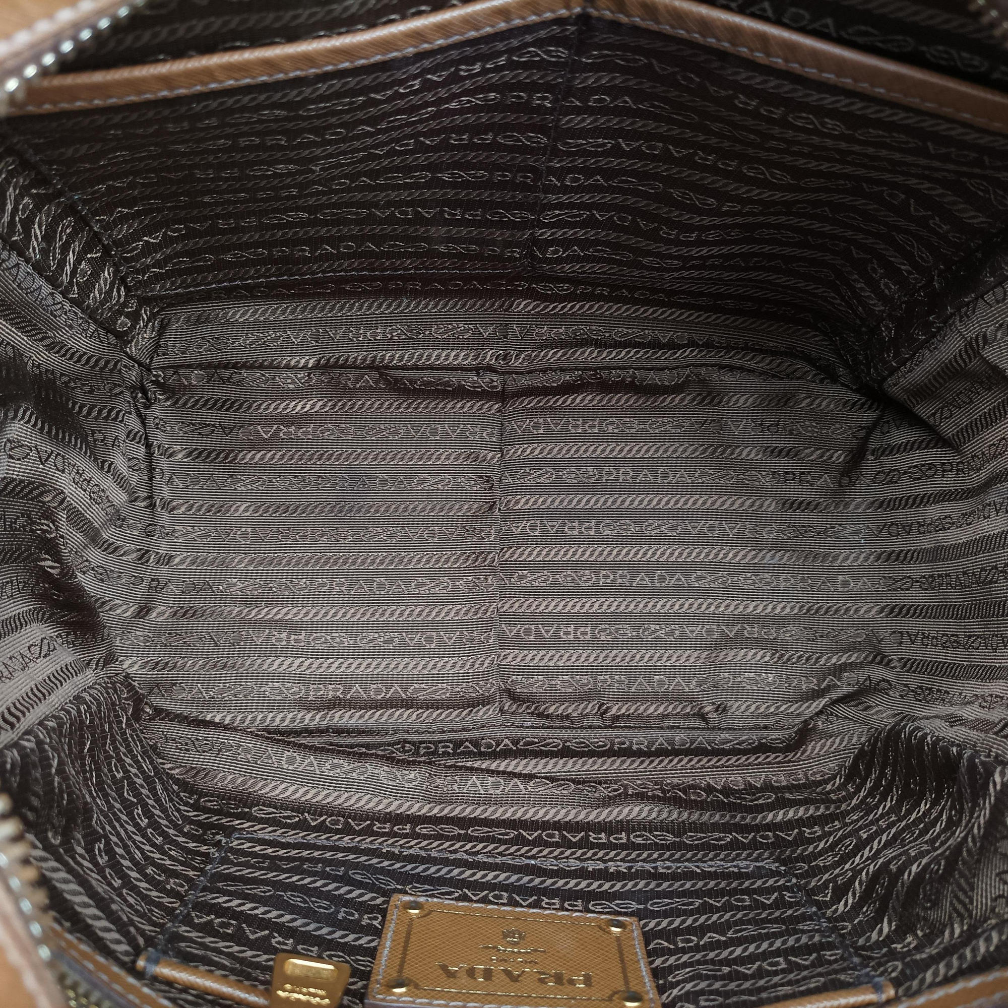 Pre-owned Prada Convertible Top Handle Brown SAFFIANO Leather BL0757 handbag | stylenewstar