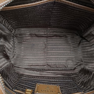 Pre-owned Prada Convertible Top Handle Brown SAFFIANO Leather BL0757 handbag | stylenewstar