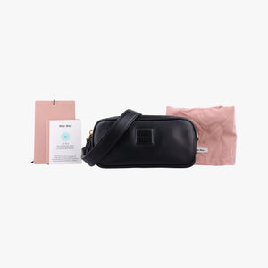 Vintage Miu Miu Logo belt Black leather  bum bag/waist bag | stylenewstar