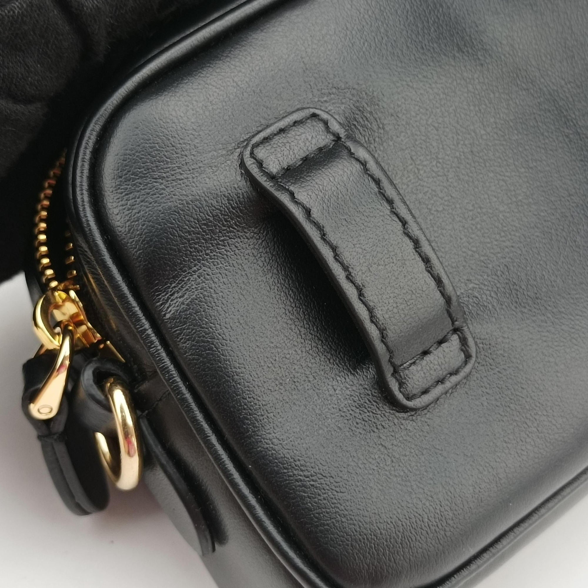 Vintage Miu Miu Logo belt Black leather  bum bag/waist bag | stylenewstar