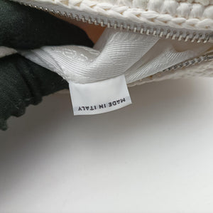 Pre-owned Prada Triangle Logo White Straw  shoulderbag | stylenewstar