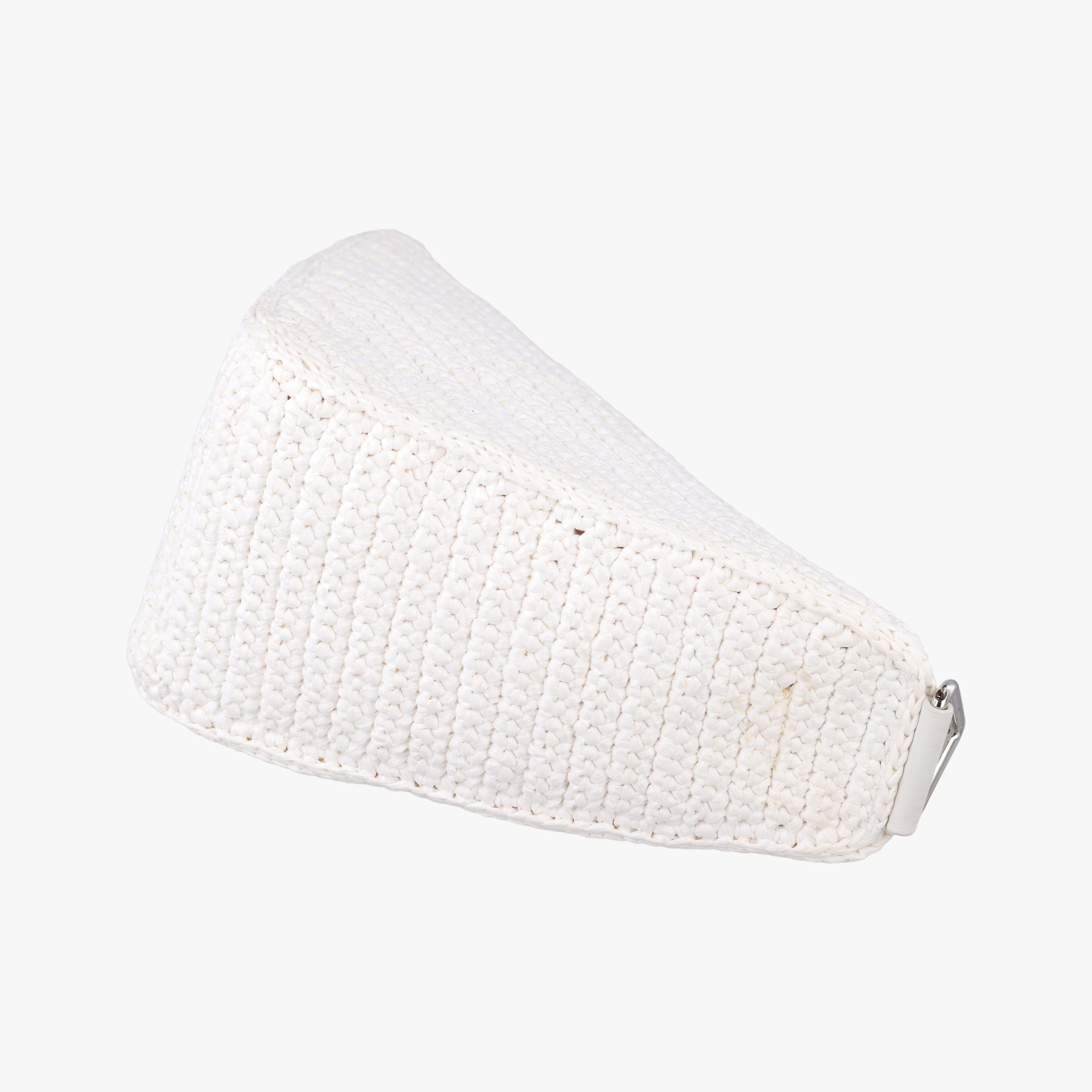 Pre-owned Prada Triangle Logo White Straw  shoulderbag | stylenewstar