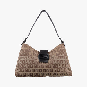 Pre-owned Fendi Zucchino Brown canvas 8BR036 shoulderbag | stylenewstar
